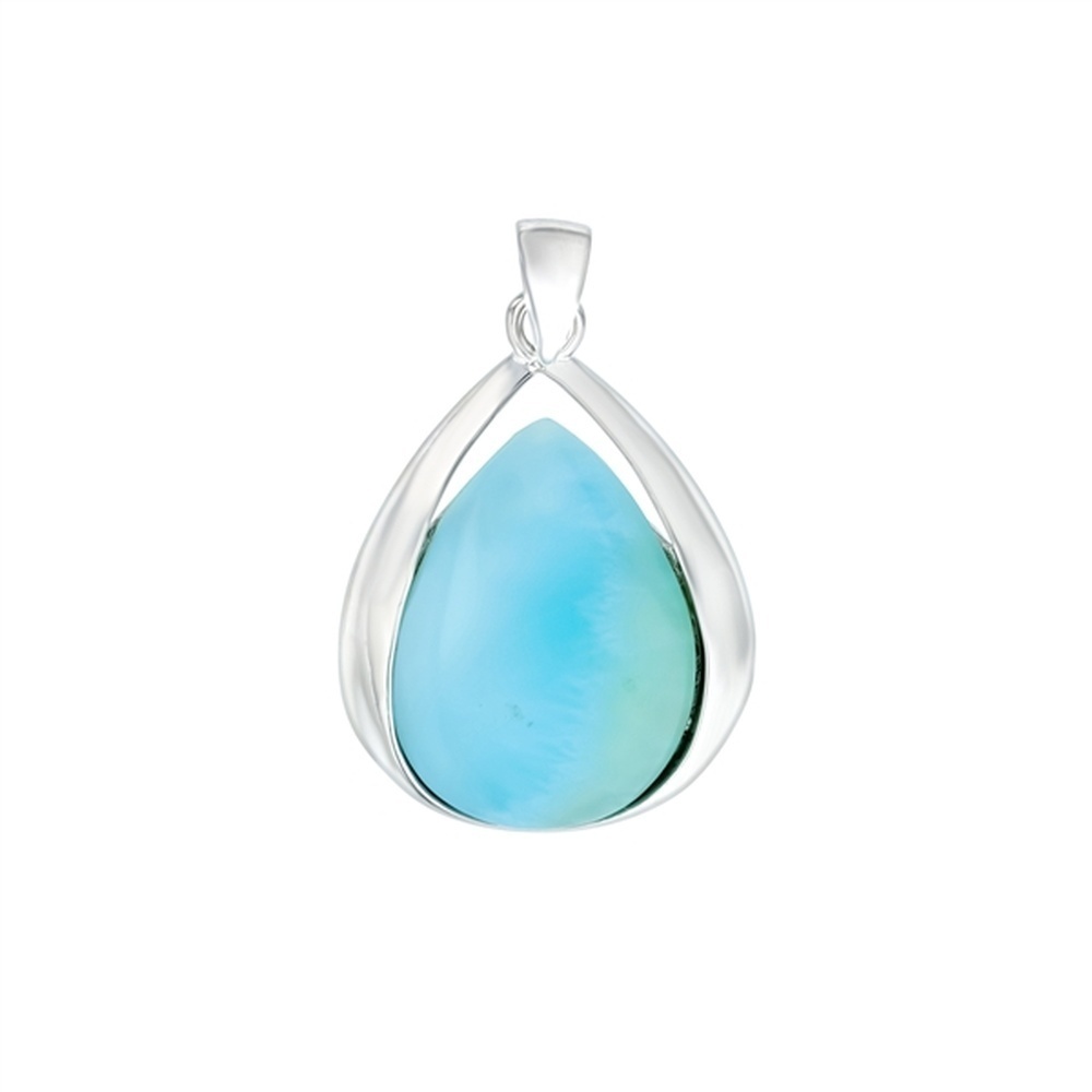 925 Sterling  Silver Larimar Teardrop in Frame Pendant  5.52 gm